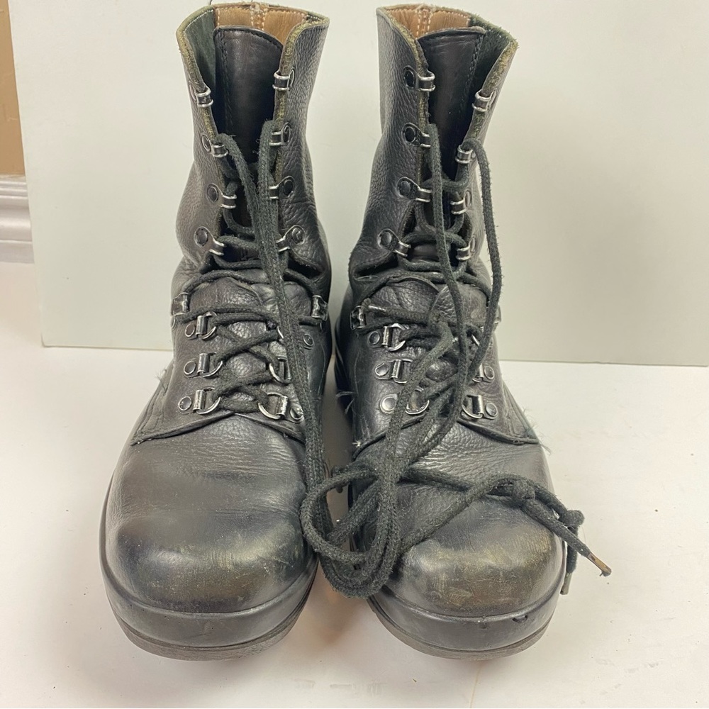 Swiss Bally Minerva Black Army Military Hiking Boots Leather Lace-up Men’s 8